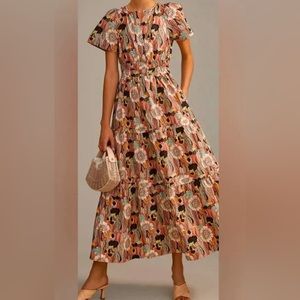 Maeve by Anthropologie The Somerset Maxi Dress Size M Botanic Garden Print.